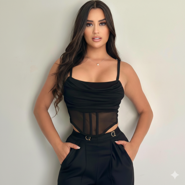 Top Corsé Crop Elegance Black
